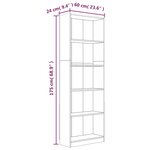 vidaXL Bibliothèque 5 niveaux Chêne fumé 60x24x175cm Bois d'ingénierie