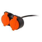 Rallonge étanche 2 prises avec clapet orange  2P+T H07RN-F 3x 1 5mm² 5m - Zenitech