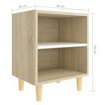 vidaXL Table de chevet pieds en bois Blanc et Chêne sonoma 40x30x50 cm
