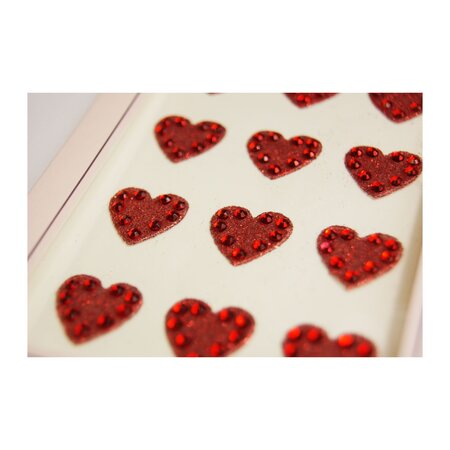 Autocollants Strass - Diamant Coeurs - Rouge