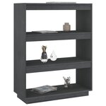 vidaXL Bibliothèque/Séparateur de pièce Gris 80x35x103 cm Pin massif