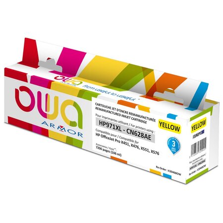 Cartouche d'encre remanufacturée, compatible pour hp 971xl cn628ae - jaune