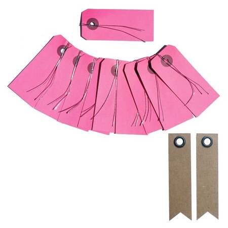 10 étiquettes rose avec fil métal + 20 étiquettes kraft Fanion
