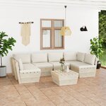 vidaXL Salon de jardin palette 7 Pièces avec coussins Épicéa imprégné