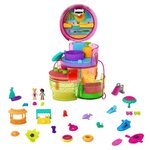 Polly pocket - coffret multifacettes smoothie  3 niveaux  25 accessoires surprise  poupées polly et shani - mini-poupée - des 4 ans