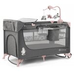 Kinderkraft lit d'enfant de voyage joy avec accessoires rose et gris
