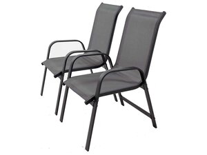Fauteuil jardin Alu/Textilène "Porto" - Phoenix - Gris foncé - Lot de 2