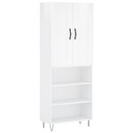 vidaXL Buffet haut Blanc brillant 69 5x34x180 cm Bois d'ingénierie