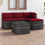 vidaXL Salon palette de jardin 5 Pièces avec coussins Bois de pin massif