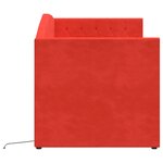 vidaXL Lit avec éclairage USB Rouge bordeaux Velours 90x200 cm