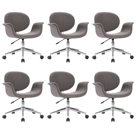 vidaXL Chaises pivotantes à manger lot de 6 gris tissu