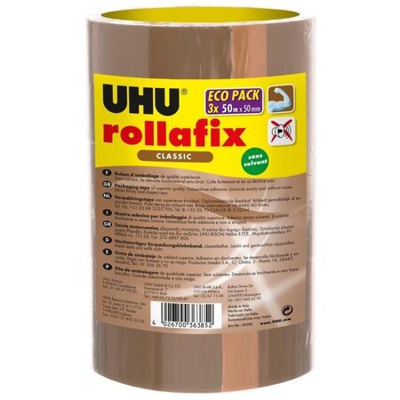 Uhu rollafix ruban d'emballage brun 3 x 50m