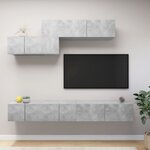 vidaXL Ensemble de meuble TV 6 Pièces Gris béton Aggloméré