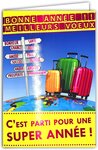 Carte bonne année meilleurs vœux rose brillant avec enveloppe souhaits voyage