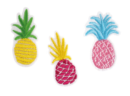 Patch brodé Ananas 6 cm 3 pièces