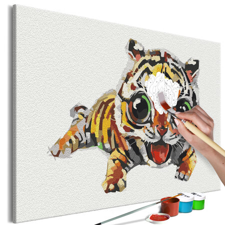 Tableau à peindre par soi-même - sweet tiger l x h en cm 60x40