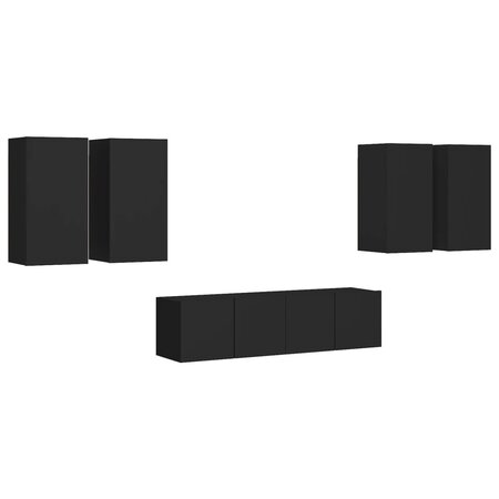 vidaXL Ensemble de meuble TV 6 Pièces Noir Aggloméré