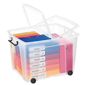 Boîte de rangement plastique strata 75 litres avec roues - dim : h 41 5 x l 48 5  cm - lot de 5 - cep