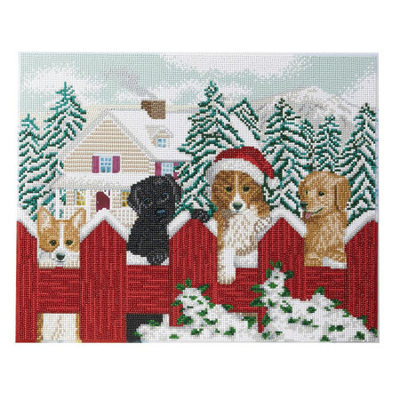 CRYSTAL ART Kit tableau broderie diamant 40x50cm Chiots sous la neige