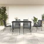 vidaXL Ensemble à manger de jardin 7 Pièces noir textilène et acier