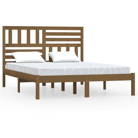 vidaXL Cadre de lit Marron miel Bois de pin massif 160x200 cm
