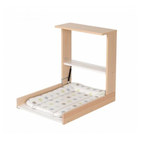 Table a langer murale WICKI + Matelas Couleur Naturel Motifs Party Animal Vert