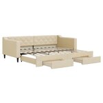 vidaXL Lit de jour avec gigogne et tiroirs crème 90x200 cm tissu