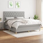 vidaXL Lit à sommier tapissier avec matelas Gris clair 160x200cm Tissu