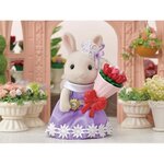 Sylvanian families - 5369 - la grande soeur lapin creme et son bouquet de fleurs