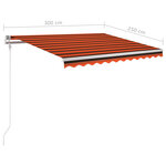 vidaXL Auvent automatique capteur de vent/LED 300x250 cm Orange/marron
