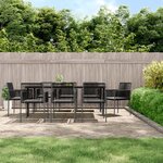 vidaXL Ensemble à dîner de jardin 9 Pièces coussins noir rotin et acier