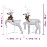 vidaXL Rennes de Noël 2 Pièces Argenté 40 LED