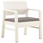 vidaXL Salon de jardin 3 Pièces avec coussins Plastique Blanc