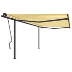 vidaXL Auvent automatique rétractable avec poteaux 4x3 5 m Jaune blanc