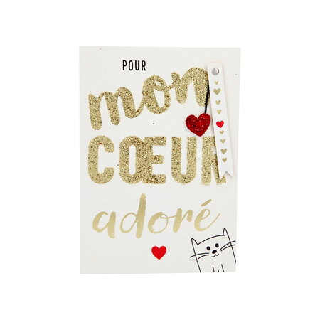 Carte de voeux paillettes - amitié / amour - pour mon coeur adoré