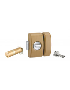 THIRARD - Verrou à bouton Universel ajustable pour entrée HG 5 dim. cylindre de 35 à 80mm acier 5 clés epoxy bronzze