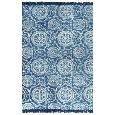vidaXL Tapis Kilim Coton 160 x 230 cm avec motif Bleu