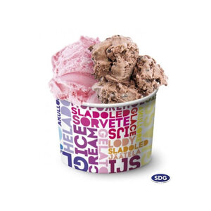 Pot à glace carton texte coloré 90 ml - sdg - lot de 1932 -  - 0.09