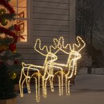 vidaXL Rennes de Noël avec têtes mobiles 2 Pièces Blanc chaud