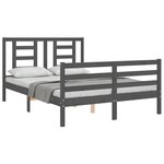 vidaXL Cadre de lit avec tête de lit gris 140x200 cm bois massif