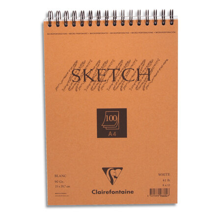 Bloc sketch croquis spiralé 21x29 7 90g 100f clairefontaine