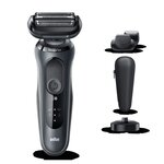 Braun series 6 60-n4500cs tondeuse barbe - 3 sabots - station de charge - technologie sensoflex -autonomie 50min