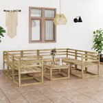 vidaXL Salon de jardin 9 Pièces bois de pin imprégné de vert