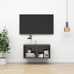 vidaXL Meuble TV mural Gris 37x37x72 cm Aggloméré
