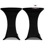 Housse de table Ø 60 cm Noir extensible 2 Pièces