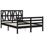 vidaXL Cadre de lit avec tête de lit noir 140x190 cm bois massif