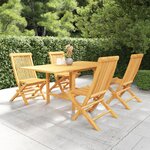 vidaXL Salon de jardin 5 Pièces Bois de teck massif