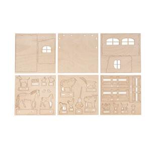 pces bois à insérer Ferme FSC MixCredit nature 45 pces 1kit
