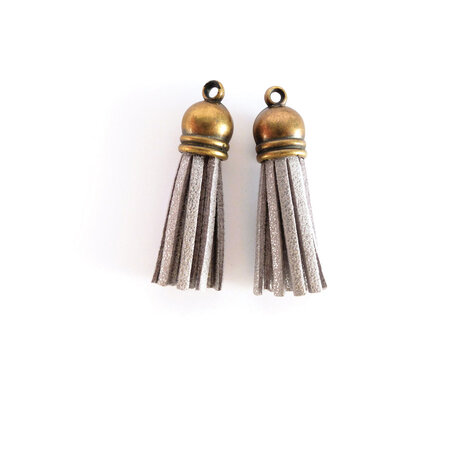 Lot De 2 Tassels Finition Bronze Argenté 40mm