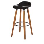 Lot de 4 tabourets de bar - Noir - Pied metal peinture bois - L 39 x P 33 x H 70 cm - OSLO